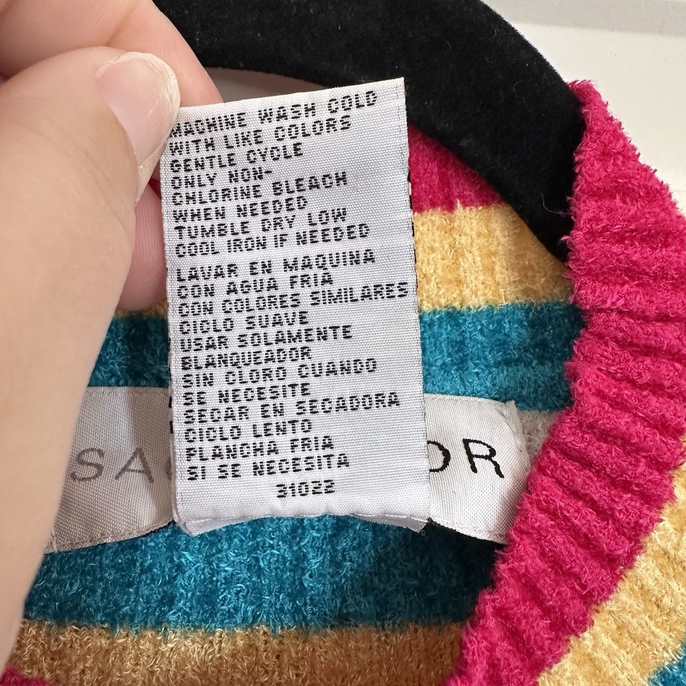 VTG Sag Harbor Women‎ SZ M Sweater Multicolor Striped Long Sleeve Retro Colorful - Picture 4 of 7